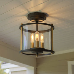 Urban Ambiance - Outdoor Ceiling Light - UHP1123 Rustic Outdoor Ceiling, 11"H x 9.875"W, Olde Bronze Finish, Plymouth Collection -