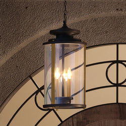 Urban Ambiance - Outdoor Pendant Light - UHP1124 Rustic Outdoor Pendant Light, 20.25"H x 9.875"W, Olde Bronze Finish, Plymouth Collection -
