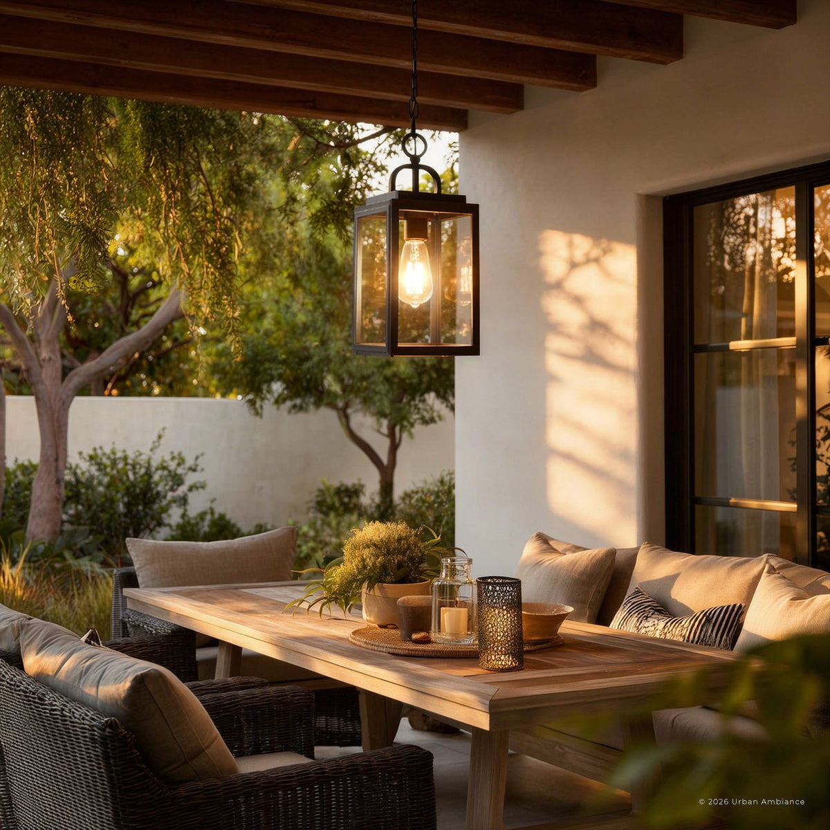 UHP1388 Farmhouse Outdoor Pendant 15.375''H x 7''W, Midnight Black