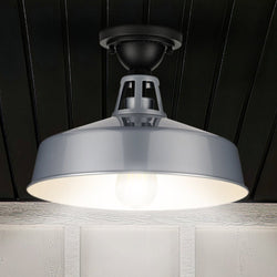 Urban Ambiance - Ceiling Light - UHP1497 Industrial Outdoor Ceiling Light, 9 - 1/2''H x 13 - 1/4"W x 13 - 1/4''D, Metallic Gray Finish, Gary Collection -