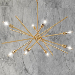Urban Ambiance - Chandelier - UHP4427 Mid - Century Modern Indoor Chandelier, 19 - 5/8''H x 42 - 3/8"W x 42 - 3/8''D, Satin Brass Finish, Miami Collection -