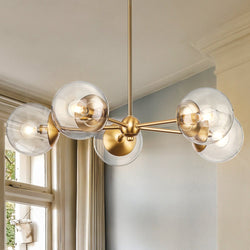 Urban Ambiance - Chandelier - UHP4448 Minimalist Indoor Chandelier, 5 - 7/8''H x 28"W x 28''D, Brushed Bronze Finish, Canton Collection -