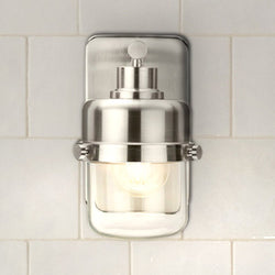 Urban Ambiance - Bath Light - UHP4470 Industrial Indoor Bath Light, 8 - 5/8''H x 6 - 3/8"W x 5''D, Brushed Nickel Finish, Olympia Collection -