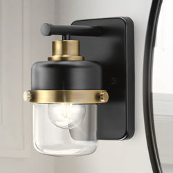 Urban Ambiance - Bath Light - UHP4471 Industrial Indoor Bath Light, 8 - 5/8''H x 6 - 3/8"W x 5''D, Matte Black Finish, Olympia Collection -