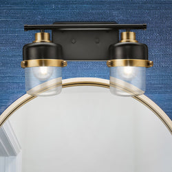 Urban Ambiance - Bath Light - UHP4473 Industrial Indoor Bath Light, 8 - 3/8''H x 6 - 3/8"W x 14 - 5/8''D, Matte Black Finish, Olympia Collection -