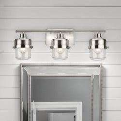 Urban Ambiance - Bath Light - UHP4474 Industrial Indoor Bath Light, 8 - 3/8''H x 6 - 3/8"W x 24 - 1/8''D, Brushed Nickel Finish, Olympia Collection -