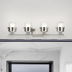 Urban Ambiance - Bath Light - UHP4476 Industrial Indoor Bath Light, 8 - 3/8''H x 6 - 3/8"W x 33 - 3/4''D, Brushed Nickel Finish, Olympia Collection -