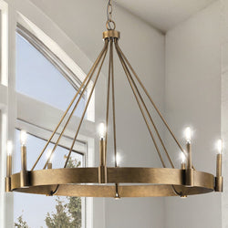Urban Ambiance - Chandelier - UHP4480 Modern Farmhouse Indoor Chandelier, 27''H x 38"W x 38''D, Aged Bronze Finish, Fremantle Collection -