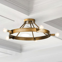 Urban Ambiance - Ceiling Light - UHP4481 Modern Farmhouse Indoor Ceiling Light, 7 - 1/2''H x 22 - 1/2"W x 22 - 1/2''D, Aged Bronze Finish, Fremantle Collection -