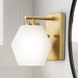 Urban Ambiance - Bath Light - UHP4511 Mid Century Modern Indoor Bath Light, 8''H x 7"W x 6''D, Brushed Gold Finish, Roanoke Collection -
