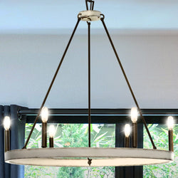 Urban Ambiance - Chandelier - UHP4565 Modern Indoor Chandelier, 28 - 1/4''H x 30"W x 30''D, Matte Black Finish, Spartanburg Collection -