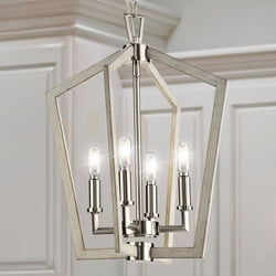 Urban Ambiance - Chandelier - UHP4566 Modern Indoor Chandelier, 18 - 3/8''H x 14 - 1/4"W x 14 - 1/4''D, Brushed Nickel Finish, Spartanburg Collection -