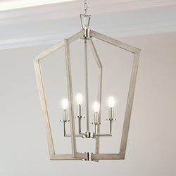 Urban Ambiance - Chandelier - UHP4568 Modern Indoor Chandelier, 30 - 7/8''H x 24"W x 24''D, Brushed Nickel Finish, Spartanburg Collection -