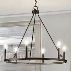 Urban Ambiance - Chandelier - UHP4602 Modern Farmhouse Indoor Chandelier, 24 - 7/8''H x 27 - 5/8"W x 27 - 5/8''D, Matte Black Finish, Siegen Collection -