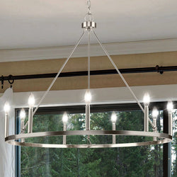 Urban Ambiance - Chandelier - UHP4603 Modern Farmhouse Indoor Chandelier, 26 - 1/2''H x 35 - 1/2"W x 35 - 1/2''D, Brushed Nickel Finish, Siegen Collection -