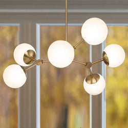 Urban Ambiance - Chandelier - UHP4624 Minimalist Indoor Chandelier, 12 - 1/2''H x 33 - 1/2"W x 33 - 1/2''D, Brushed Bronze Finish, Cologne Collection -