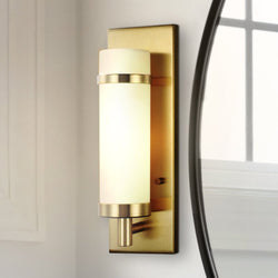 Urban Ambiance - Wall Sconce - UHP4631 Mid Century Modern Indoor Wall Sconce, 13 - 1/2''H x 4"W x 4 - 1/2''D, Satin Brass Finish, Busselton Collection -