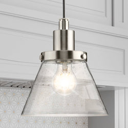 Urban Ambiance - Pendant - UHP4668 Modern Farmhouse Indoor Pendant, 8 - 5/8''H x 8"W x 8''D, Brushed Nickel Finish, Pawtucket Collection -