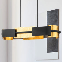 Urban Ambiance - Chandelier - UHP4700 Cosmopolitan Indoor Chandelier, 6 - 1/8''H x 12"W x 42''D, Textured Black Finish, Gambier Collection -