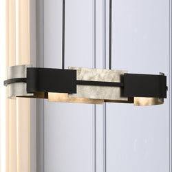 Urban Ambiance - Chandelier - UHP4702 Cosmopolitan Indoor Chandelier, 6 - 1/8''H x 12"W x 42''D, Matte Black Finish, Gambier Collection -