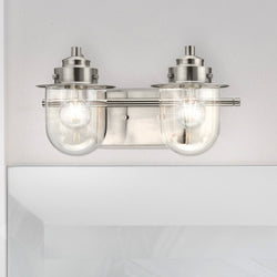Urban Ambiance - Bath Light - UHP4743 Nautical Indoor Bath Light, 8''H x 7 - 1/2"W x 15 - 1/2''D, Brushed Nickel Finish, Napoleon Collection -