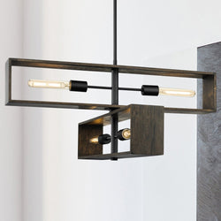 Urban Ambiance - Chandelier - UHP4911 Minimalist Indoor Chandelier, 14 - 1/4''H x 30"W x 30''D, Matte Black Finish, Roswell Collection -
