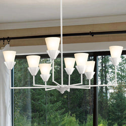 Urban Ambiance - Chandelier - UHP5042 Cottagecore Indoor Chandelier, 14 - 3/8''H x 40"W x 40''D, White Plaster Finish, Larimore Collection -