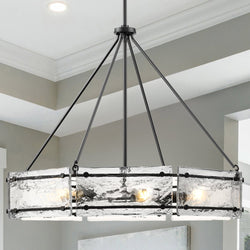 Urban Ambiance - Chandelier - UHP5071 Mediterranean Indoor Chandelier, 24''H x 30"W x 30''D, Matte Black Finish, Shreveport Collection -