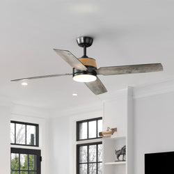Urban Ambiance - Ceiling Fan - UHP9452 Modern Farmhouse Indoor Ceiling Fan, 15 - 1/2''H x 56"W x 56''D, Matte Black Finish, Ankara Collection -