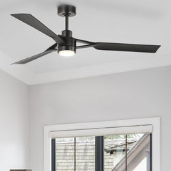 Urban Ambiance - Ceiling Fan - UHP9492 Industrial Indoor Ceiling Fan, 13 - 9/16''H x 60"W x 60''D, Matte Black Finish, Perth Collection -