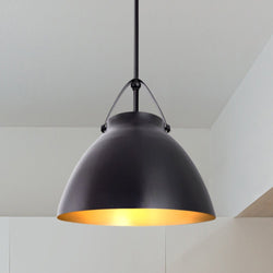 Urban Ambiance - Pendant - ULB2351 Luxe Industrial Indoor Pendant, 14.17"W x 14.17"D x 15.8"H, Matte Black Finish, Bayfield Collection -