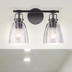 Urban Ambiance - Bath Light - ULB2370 Modern Farmhouse Indoor Bath Light, 14.56"W x 7"D x 10.6"H, Matte Black Finish, Wimberley Collection -