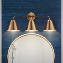 Urban Ambiance - Bath Light - ULB2401 Mid Century Modern Indoor Bath Light, 25.38"W x 7"D x 10.5"H, Satin Gold Finish, Marais Collection -