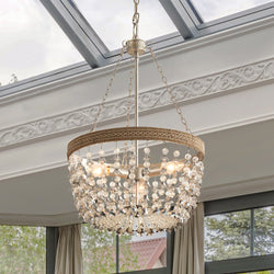 Urban Ambiance - Chandelier - ULB2441 Cosmopolitan Indoor Chandelier, 15.7"W x 15.7"D x 15.7"H, Antique Nickel Finish, Harbor Collection -