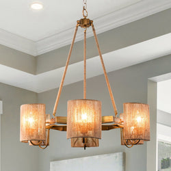 Urban Ambiance - Chandelier - ULB2449 Mediterranean Indoor Chandelier, 28.7"W x 28.7"D x 30"H, Satin Gold Finish, Harbor Collection -