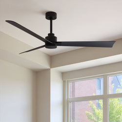 Urban Ambiance - Ceiling Fan - UMC9011 Minimalist Indoor/Outdoor Ceiling Fan, 8" (Plus Downrod) H x 56" W x 56" D, Matte Black Finish, Drifthelm Collection -