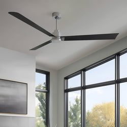 Urban Ambiance - Ceiling Fan - UMC9014 Modern Indoor/Outdoor Ceiling Fan, 8" (Plus Downrod) H x 72" W x 72" D, Brushed Nickel Finish, Drifthelm Collection -
