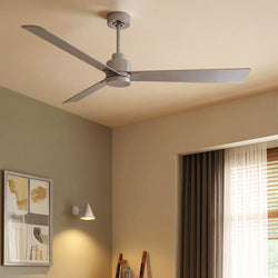 Urban Ambiance - Ceiling Fan - UMC9016 Industrial Indoor/Outdoor Ceiling Fan, 8" (Plus Downrod) H x 56" W x 56" D, Brushed Nickel Finish, Drifthelm Collection -