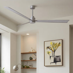 Urban Ambiance - Ceiling Fan - UMC9017 Modern Indoor/Outdoor Ceiling Fan, 8" (Plus Downrod) H x 72" W x 72" D, Brushed Nickel Finish, Drifthelm Collection -