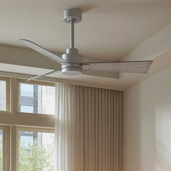 Urban Ambiance - Ceiling Fan - UMC9018 Modern Indoor/Outdoor Ceiling Fan, 8" (Plus Downrod) H x 42" W x 42" D, Brushed Nickel Finish, Drifthelm Collection -