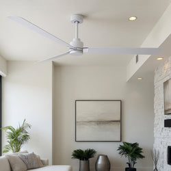 Urban Ambiance - Ceiling Fan - UMC9030 Minimalist Indoor/Outdoor Ceiling Fan, 8" (Plus Downrod) H x 72" W x 72" D, Matte White Finish, Drifthelm Collection -