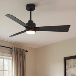 Urban Ambiance - Ceiling Fan - UMC9042 Modern Indoor/Outdoor Ceiling Fan, 8" (Plus Downrod) H x 42" W x 42" D, Matte Black Finish, Drifthelm Collection -