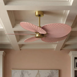 Urban Ambiance - Ceiling Fan - UMC9077 Eclectic Indoor/Outdoor Ceiling Fan, 8" (Plus Downrod) H x 48" W x 48" D, Brushed Brass Finish, Pelmere Collection -