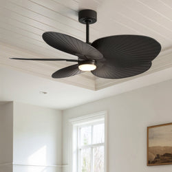 Urban Ambiance - Ceiling Fan - UMC9086 Modern Farmhouse Indoor/Outdoor Ceiling Fan, 8" (Plus Downrod) H x 48" W x 48" D, Matte Black Finish, Pelmere Collection -
