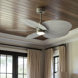 Urban Ambiance - Ceiling Fan - UMC9089 Bohemian Indoor/Outdoor Ceiling Fan, 8" (Plus Downrod) H x 48" W x 48" D, Brushed Nickel Finish, Pelmere Collection -