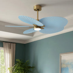 Urban Ambiance - Ceiling Fan - UMC9091 Bohemian Indoor/Outdoor Ceiling Fan, 8" (Plus Downrod) H x 48" W x 48" D, Brushed Brass Finish, Pelmere Collection -