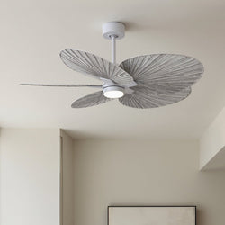 Urban Ambiance - Ceiling Fan - UMC9095 Natural Indoor/Outdoor Ceiling Fan, 8" (Plus Downrod) H x 48" W x 48" D, Matte White Finish, Pelmere Collection -