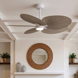 Urban Ambiance - Ceiling Fan - UMC9096 Scandinavian Indoor/Outdoor Ceiling Fan, 8" (Plus Downrod) H x 48" W x 48" D, Matte White Finish, Pelmere Collection -