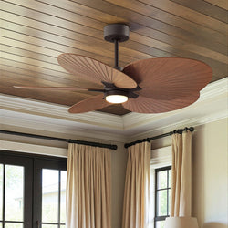 Urban Ambiance - Ceiling Fan - UMC9101 Farmhouse Indoor/Outdoor Ceiling Fan, 8" (Plus Downrod) H x 48" W x 48" D, Textured Bronze Finish, Pelmere Collection -