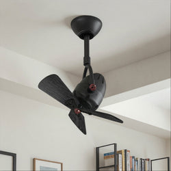 Urban Ambiance - Ceiling Fan - UMC9151 Farmhouse Indoor/Outdoor Ceiling Fan, 12" (Plus Downrod) H x 16" W x 16" D, Matte Black Finish, Surnica Collection -